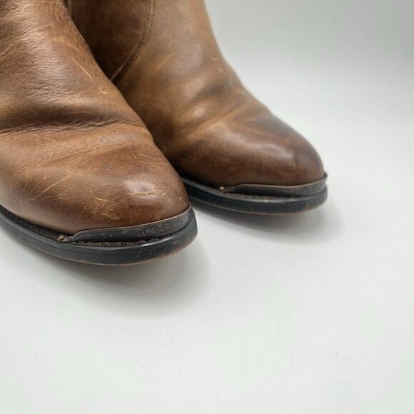 Durango RD864 Western Ankle Brown Leather Chain Booties Zip Boots Women 6M Boho - Picture 9 of 9